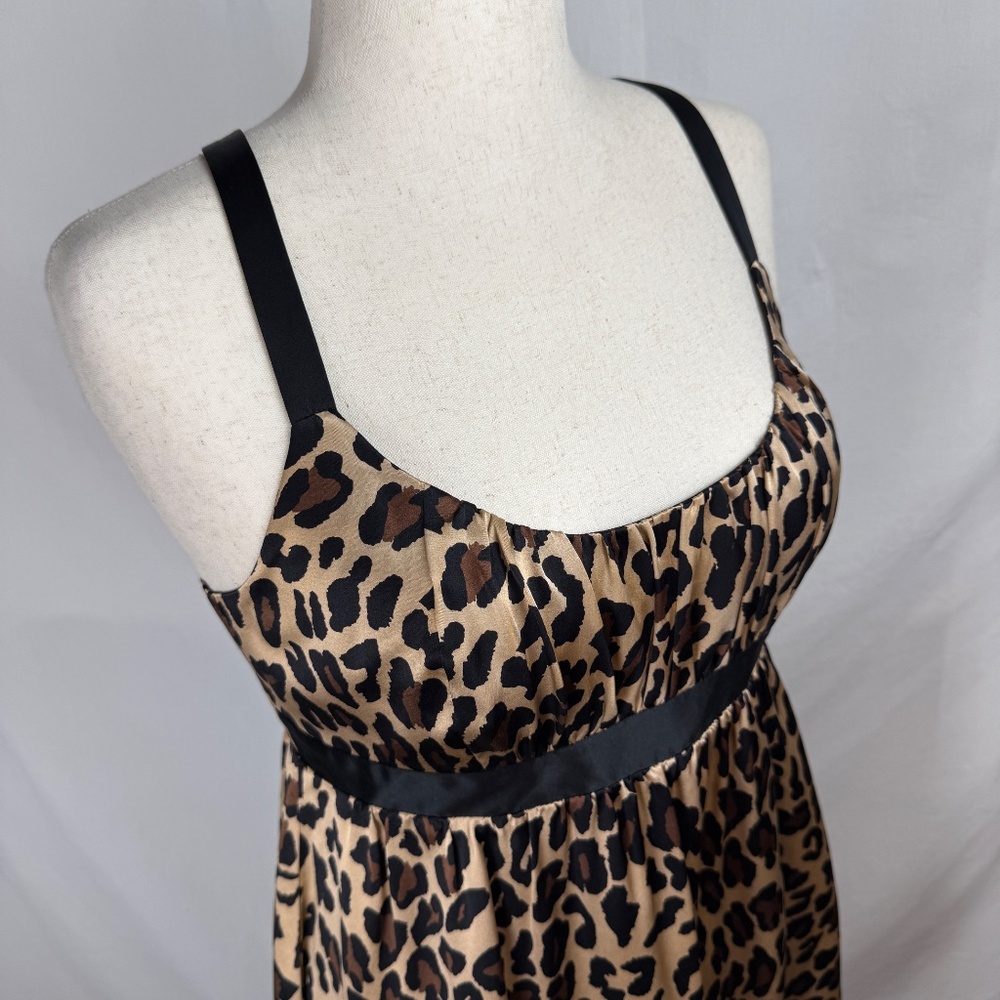 Silk Cheetah Mini Dress NWT Size 12 Black Cross Strap INC International Concepts